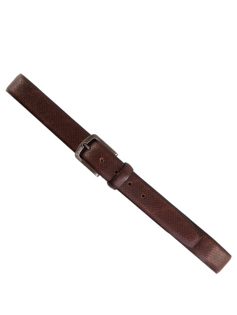 SANTA CROCE Printed, rounded leather belt darkbrown - Belts