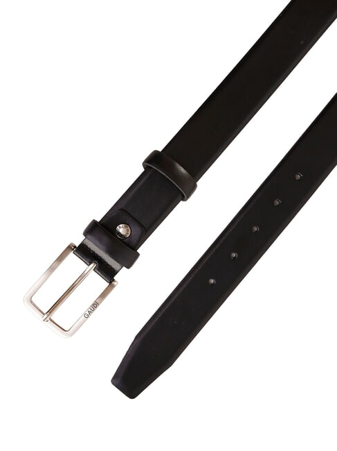 BRIDGE Curved leather belt BLACK - Belts