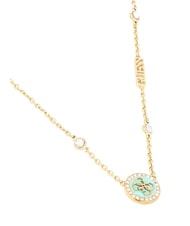 GUESS DREAMING Necklace with 4G logo tag ylw gold/aquamarine - Necklaces - 3