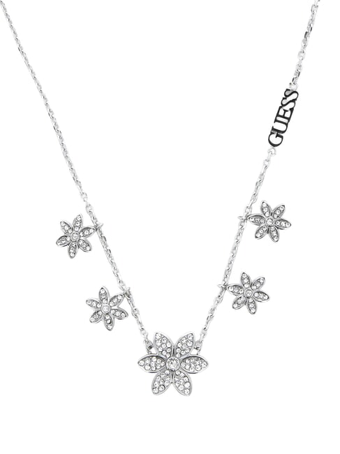 WHITE LOTUS Silver necklace, multi-lotus motif SILVER - Necklaces