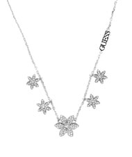 GUESS WHITE LOTUS Silver necklace, multi-lotus motif SILVER - Necklaces - 2
