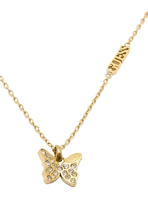 CHRYSALIS Necklace, charm with crystals, butterfly motif yellow gold - Necklaces