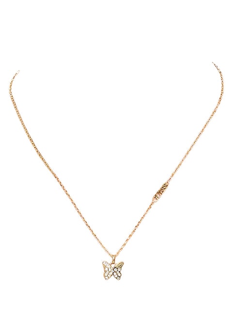 CHRYSALIS Necklace, charm with crystals, butterfly motif yellow gold - Necklaces