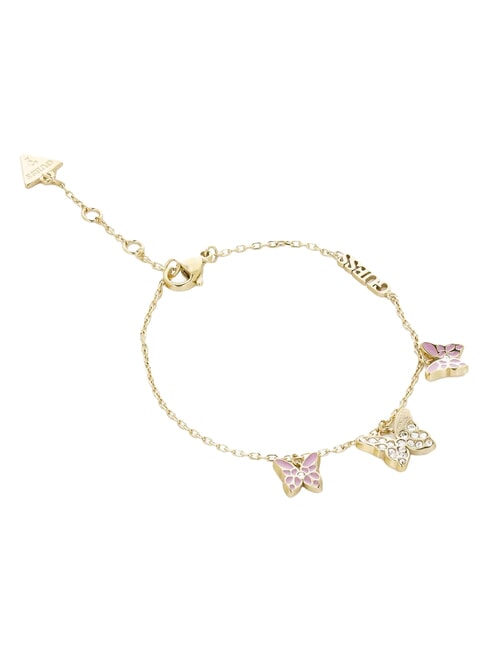 CHRYSALIS Multi-charm bracelet, butterfly motif ywl gold/light pink - Bracelets