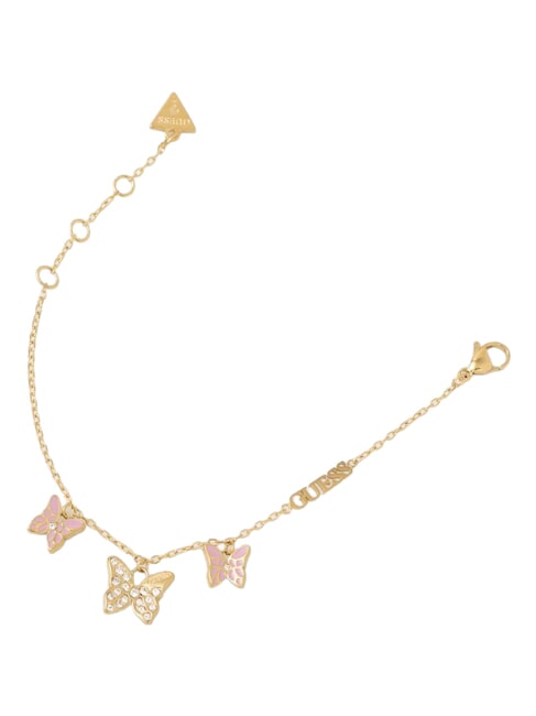 CHRYSALIS Multi-charm bracelet, butterfly motif ywl gold/light pink - Bracelets
