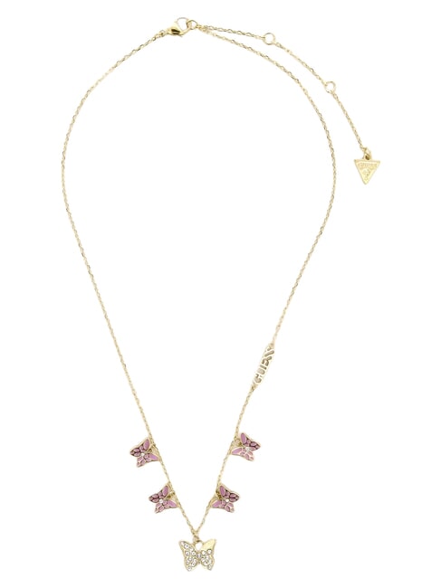 CHRYSALIS Necklace, multi-charm with crystals, butterfly motif ywl gold/light pink - Necklaces