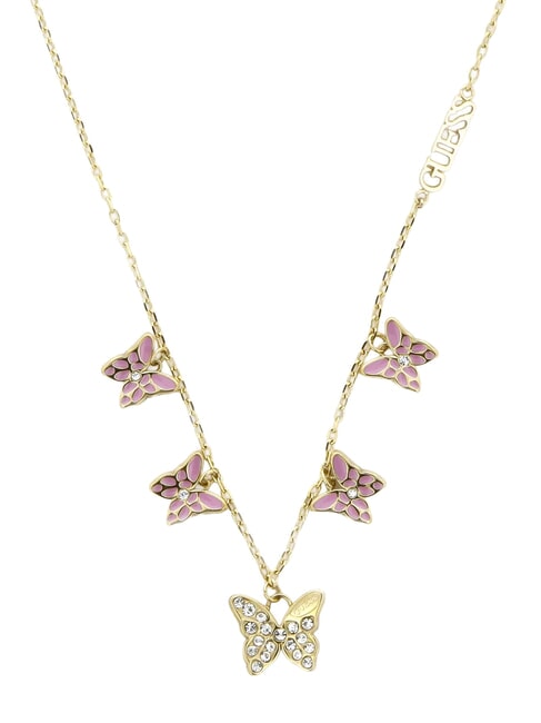 CHRYSALIS Necklace, multi-charm with crystals, butterfly motif ywl gold/light pink - Necklaces