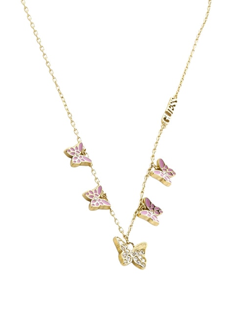 CHRYSALIS Necklace, multi-charm with crystals, butterfly motif ywl gold/light pink - Necklaces