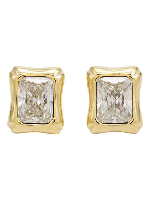 BAMBOO Silver earrings, square model yellow gold - Earrings