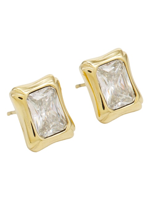 BAMBOO Silver earrings, square model yellow gold - Earrings