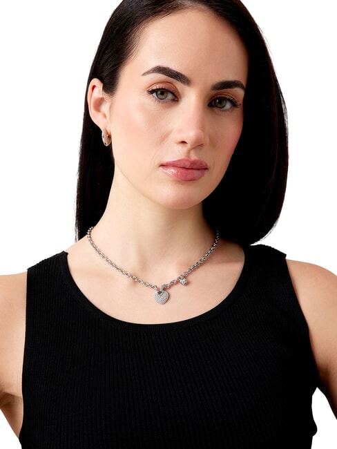 CRAZY IN LOVE Necklace, heart-themed charm SILVER - Necklaces