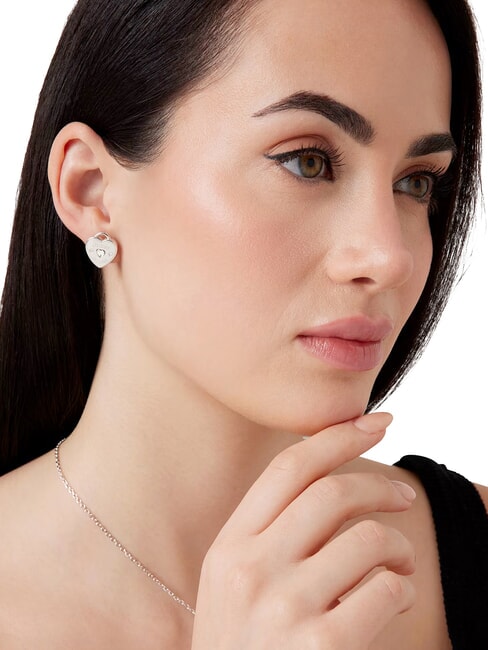 AMORE Silver earrings, heart charm SILVER - Earrings