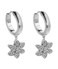 GUESS WHITE LOTUS Hoop earrings with flower charms - Earrings