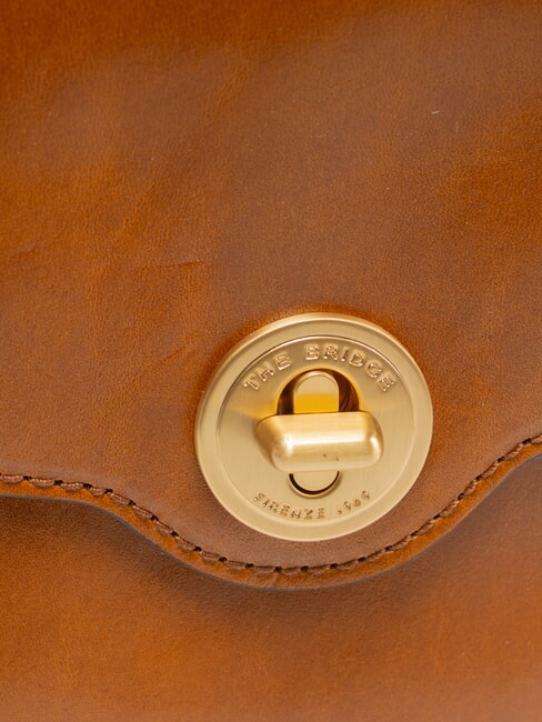 IRENE Shoulder bag, in leather Cognac / Gold - Women&rsquo;s Bags