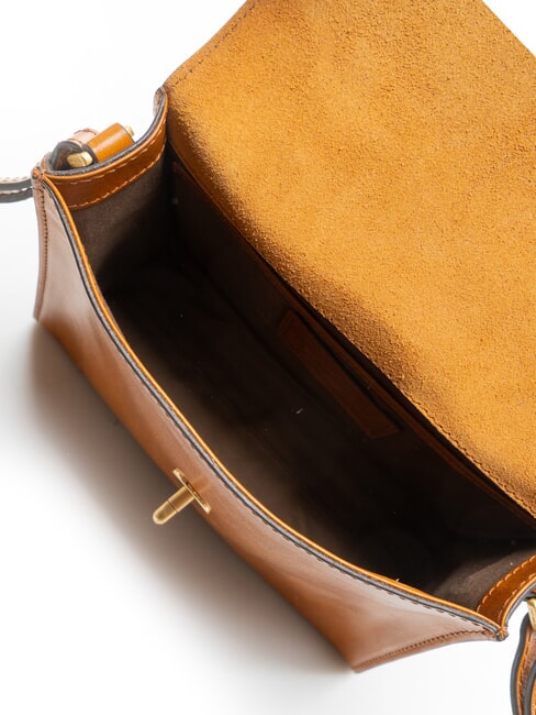 IRENE Shoulder bag, in leather Cognac / Gold - Women&rsquo;s Bags