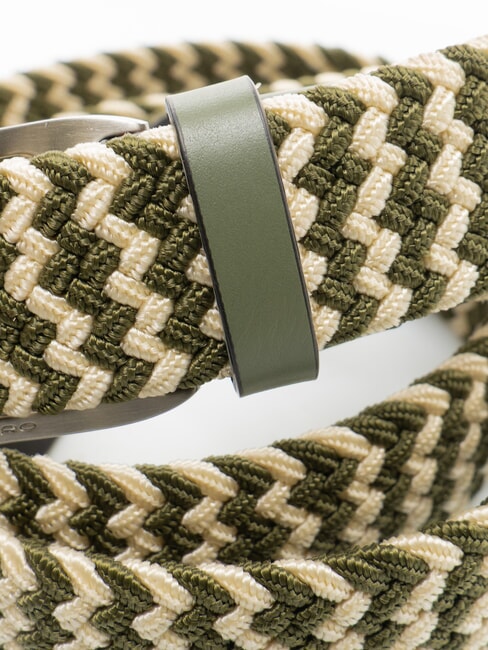 CINTURE COLL.109 Elastic braided belt GREEN / BEIGE - Belts