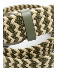 PIQUADRO CINTURE COLL.109 Elastic braided belt GREEN / BEIGE - Belts - 3