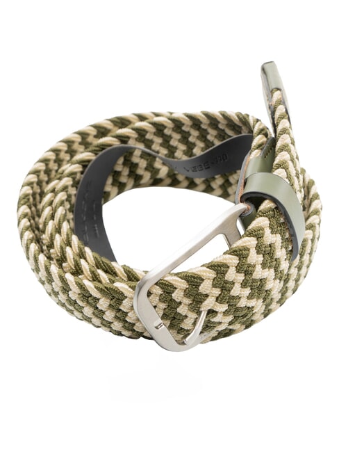 CINTURE COLL.109 Elastic braided belt GREEN / BEIGE - Belts