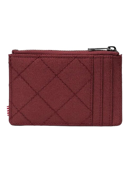 OSCAR Flat card holder with zip oxblood red quilted - Men&rsquo;s Wallets
