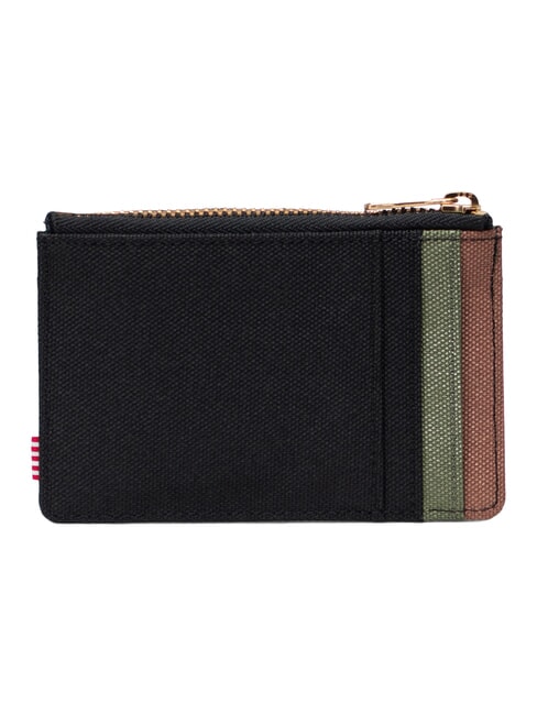 OSCAR Flat card holder with zip black/four leaf clover/saddle brown - Men&rsquo;s Wallets