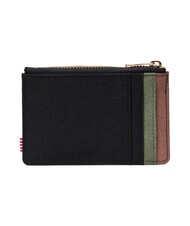 HERSCHEL OSCAR Flat card holder with zip black/four leaf clover/saddle brown - Men&rsquo;s Wallets - 2