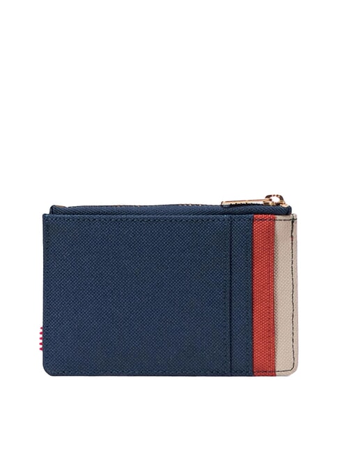OSCAR Flat card holder with zip black iris/red ochre/twill - Men&rsquo;s Wallets