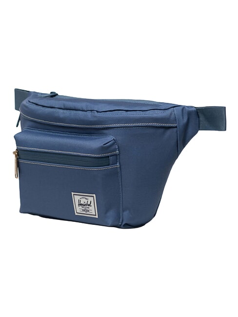 POP QUIZ Bum bag with pocket blue mirage/white stitch - Hip pouches