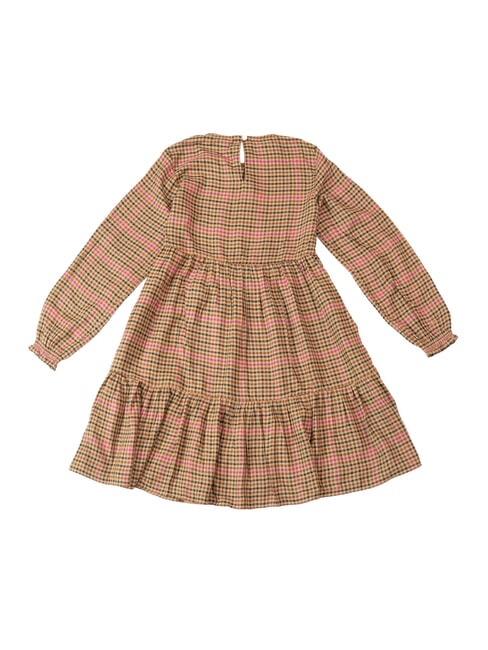 TH KIDS Girl's Dress Shepard check/magenta beige - Little Girls' Dresses