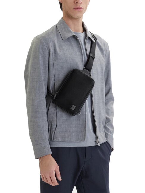 HARDWARE EMBLEM Shoulder bag on black - Over-the-shoulder Bags for Men