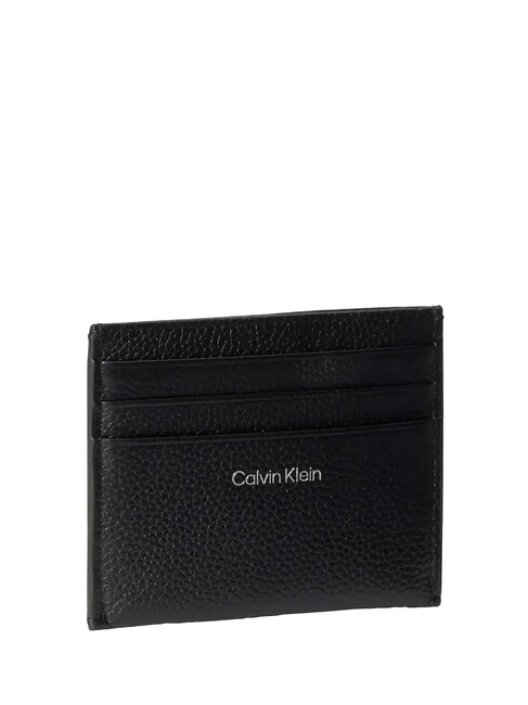 HARDWARE EMBLEM PEBB Flat leather card holder on black - Women&rsquo;s Wallets
