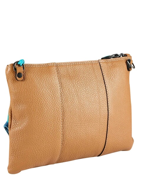 BEYONCE Medium leather clutch bag with shoulder strap chamois - Women&rsquo;s Bags