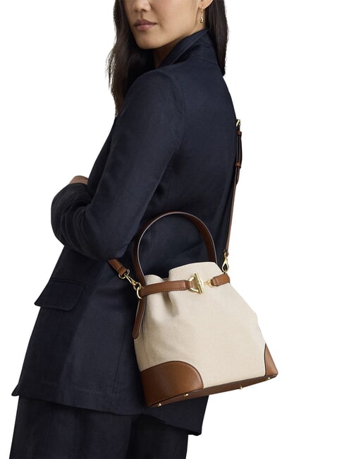 BLAIKE Handbag, with shoulder strap, bucket bag whitecanvas/tan - Women&rsquo;s Bags