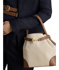 RALPH LAUREN BLAIKE Handbag, with shoulder strap, bucket bag whitecanvas/tan - Women&rsquo;s Bags - 3