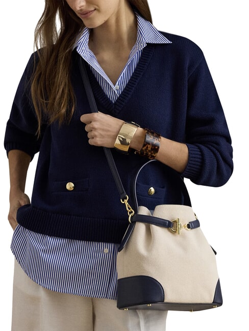 BLAIKE Handbag, with shoulder strap, bucket bag natural/canvas/navy - Women&rsquo;s Bags