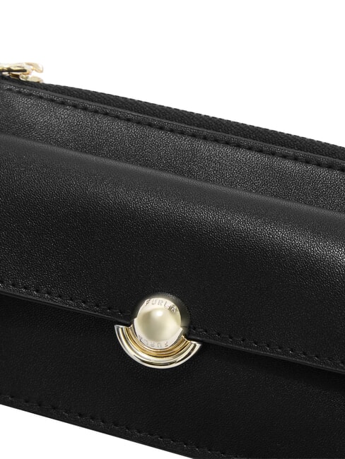 SFERA SOFT Card holder with flap, in leather Black - Women&rsquo;s Wallets