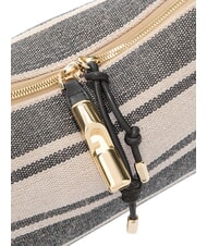 FURLA DEBBY Shoulder bag, leather and linen indigo tones - Women&rsquo;s Bags - 6