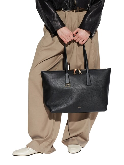 OLIVIA Leather shoulder shopping bag Black - Women&rsquo;s Bags