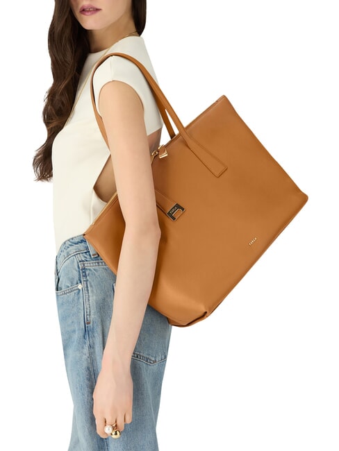 OLIVIA Leather shoulder shopping bag tobacco - Women&rsquo;s Bags