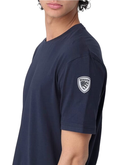 HANSON Short-sleeved cotton T-shirt blue - T-shirt