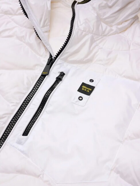 WAVE Short padded down jacket with hood optical white - Men's down jackets