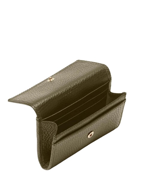 METALLIC SOFT Hammered leather card holder laurel green - Women&rsquo;s Wallets