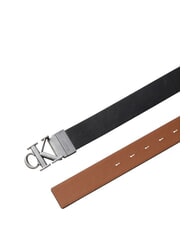 CALVIN KLEIN CK HARDWARE Reversible leather belt black/ck cognac/antique silver - Belts - 2