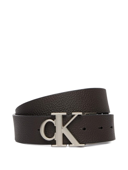 CK HARDWARE Reversible leather belt black/ck dark brown/antique s - Belts