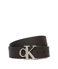 CALVIN KLEIN CK HARDWARE Reversible leather belt black/ck dark brown/antique s - Belts - 2