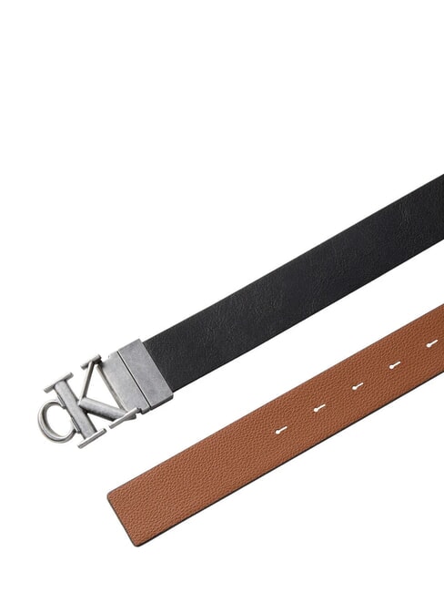 CK HARDWARE Reversible leather belt black/ck cognac/antique silver - Belts