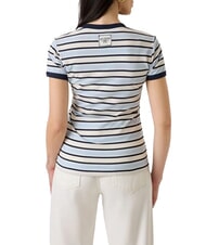 GUESS STRIPED MINI 4G LOGO Striped T-shirt cream white and shad - T-shirt - 2