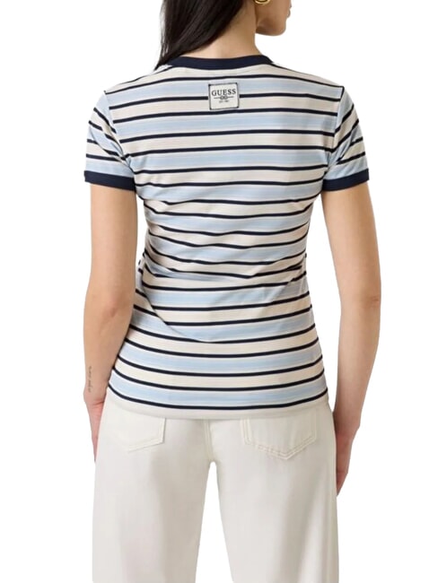 STRIPED MINI 4G LOGO Striped T-shirt cream white and shad - T-shirt