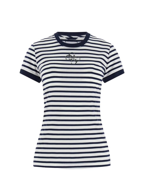 STRIPED MINI 4G LOGO Striped T-shirt blackened blue and w - T-shirt