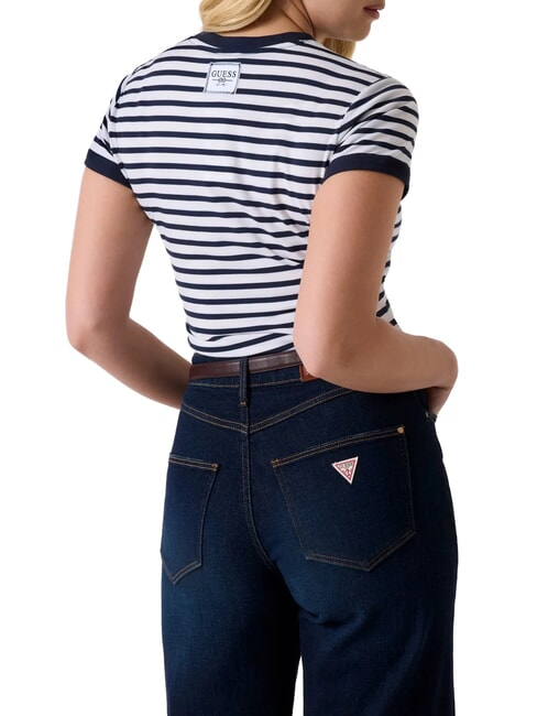 STRIPED MINI 4G LOGO Striped T-shirt blackened blue and w - T-shirt