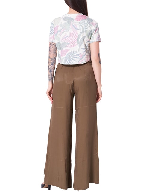 SCRIPT CROP Cotton T-Shirt choco jungle print s - T-shirt